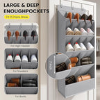 15 Pockets Over the Door Shoe Organizer, Shoe Rack for Closet Door with Large Breathable Pockets, Hanging Shoes Rack for Boot