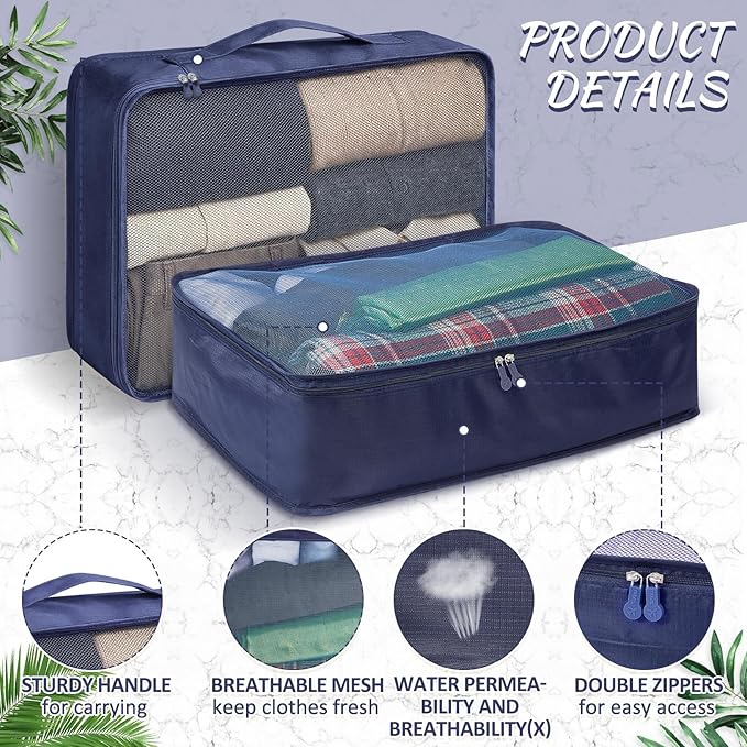 Silkfly 8 Pcs XL Packing Cube for Travel Luggage Organizer Suitcase High Capacity Large Packing Bag Bulk Reusable Mesh Travel