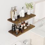 Dreamland 30" Floating Shelves for Wall, 12" Deep Slim Rustic Brown Floating Shelves, Wall-Mounted Shelves for Bedroom, Livin