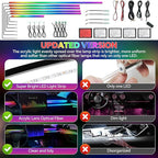Dream Color Acrylic Interior Car Ambient Light Kit, Bphuny 18 in 1 593 LEDs Fiber Optic Multiple Modes Decoration Atmosphere Lights with Music Dynamic Rainbow Rhythm, RGB Neon Lights for All Cars