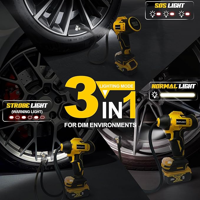 Tire Inflator Cordless for Dewalt MAX 20V Battery [Tool Only], 160PSI Portable Air Compressor with Pressure Gauge, Auto-Shutoff & Fast Inflation, Portable Air Pump for Car, Motorcycle, Bike, Ball