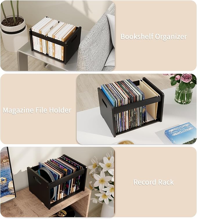 2 Pack Bamboo Hanging File Organizer, Office Desk File Organizer for Letter Size, Wood Hanging File Folders Organizer Record 