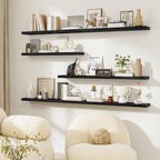 Dreamland Floating Shelves, 20Inch Rustic Wooden Black Wall Shelves for Bathroom|Bedroom|Kitchen, Deep Wall Mounted Book Shel