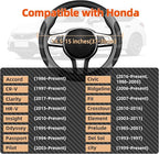 NBTEPEM Customized Auto Car Steering Wheel Cover for Honda Accord, Civic, CR-V, HR-V, Pilot, Microfiber Leather Sport Steerin