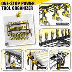 Hipidian Heavy Duty Power Tool Organizer Wall Mount - 300lb Capacity 3-Tier Storage Rack with 7 Drill Holders for Garage Work