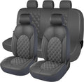 CAROMOP Luxury PU Leather Car Seat Covers Full Set-Waterproof Seat Protectors with Split Bench Seat Covers for Cars-Universal
