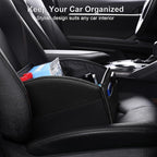 Car Storage Organizer [2025 UPDATED] Leather Car Caddy Basket for Front Seat Floor Back Seats Metal Handle 6 Compartments Adj