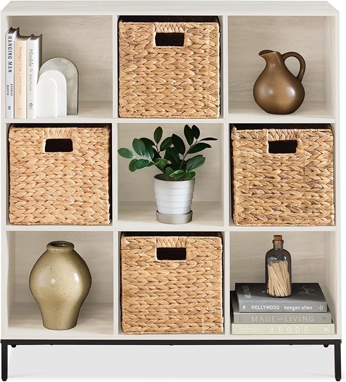 Best Choice Products 9-Cube Bookshelf, 3-Tier Wood Storage Bookcase W/Legs, 11in Shelf Opening, Cube Organizer, Living Room, 