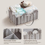 HBlife Large Baby Diaper Caddy, Paper Rope Storage Baskets Nursery Bin with Removable Divider, Portable Car Organizer for Dia