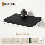 Vivelove Black Floating Shelves 16 Inches Wide, 12" Deep Wall Shelves for Bedroom, Bathroom, Living Room, Kitchen, Office, Ru