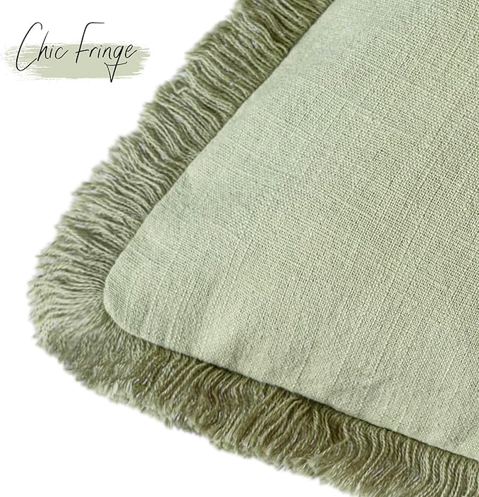Foindtower Set of 2 Decorative Fringe Throw Pillow Covers Boho Farmhouse Cushion Cover with Tassels Soft Accent Pillowcase fo