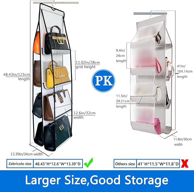 purse organizer, NEW improved Larger, purse organizer for closet,Heavy Duty Hooks, purse storage,Space-Saving Design,handbag 