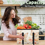 Reusable Grocery Bags Heavy Duty Shopping Bags Foldable Large Tote Bags with Long Handles & Hard Bottom