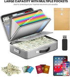Fireproof Document Box, Hard Case Highly Flame-Resistant Fire Proof Waterproof File Organizer with Lock, Portable Fire Safe f