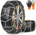 Snow Chains, Thickened and Wear-Resistant High Carbon Steel Anti Slip Tire Chain for Light Truck, Pickups, and SUVs, Set of 2