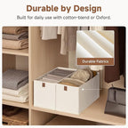 StorageWorks Narrow Storage Baskets for Shelves, Small Storage Bins, Fabric Storage Bins with PU Handle, Ideal for Clothes, U
