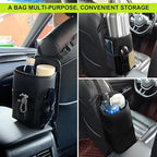 Car Seat Side Large Car Cup Holder Expander Adapter Bag, Auto Seat Storage Hanging Bag, Drink, Stuff Holder with Mesh Pocket for Cars, Water Bottle Bags Road Trip Essentials Car Accessories