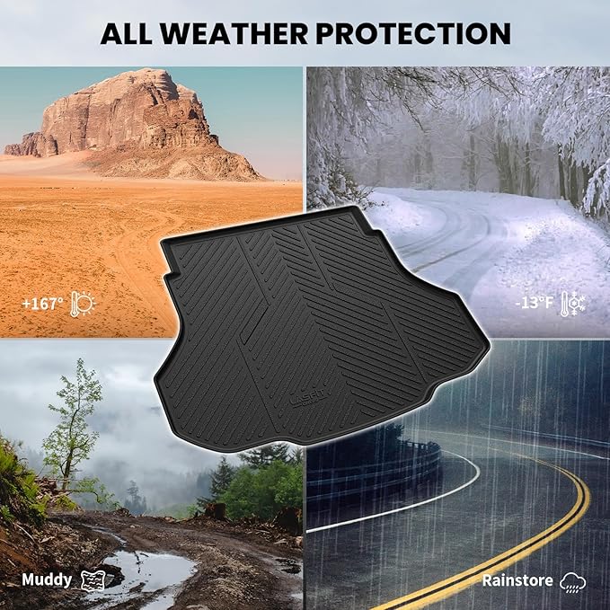 LASFIT Cargo Mat for Hyundai Elantra 2026 2025 2024 2023 2022 2021 & Elantra N 2022-2026, All Weather TPE Custom Fit Elantra & Elantra N Trunk Mat, Black