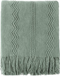 BATTILO HOME Sage Green Throw Blanket for Couch, Sage Green Decor, Knit Throw Blankets for Bed, Spring Throw Blanket Light Bl