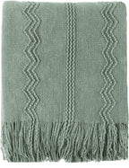 BATTILO HOME Sage Green Throw Blanket for Couch, Sage Green Decor, Knit Throw Blankets for Bed, Spring Throw Blanket Light Bl