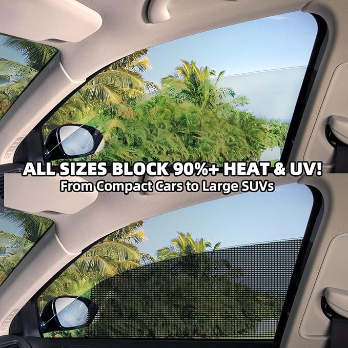 Car Side Window Sunshade Film - Removable Tint for Car Windows | Static Cling & Reusable |Superior UV & Heat Protection | 28" L*20.5" W | | Installation Kit Included (28" L*20.5" W (4 PCS))