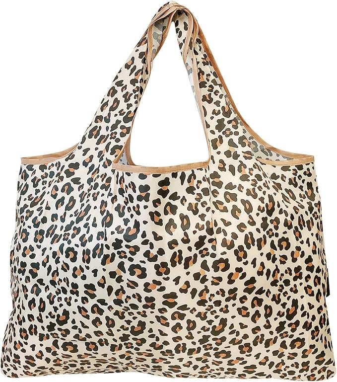 allydrew Large Foldable Tote Nylon Reusable Grocery Bags, 5 Pack