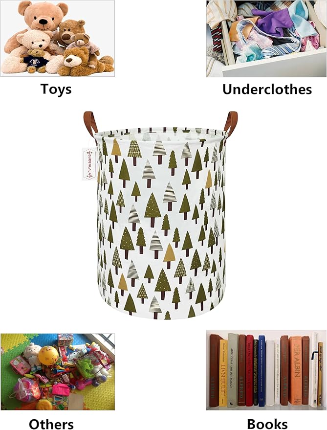 QUEENLALA Large Storage Basket,Laundry Hamper/Bathroom/Home Decor/Collapsible Round Storage Bin,Boys and Girls Hamper/Boxes/C
