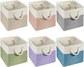 Geiserailie 6 Pcs 11 x 11 Inch Cube Storage Bins Fabric Storage Organizer Bins Foldable Cube Baskets with Sturdy Carry Handle