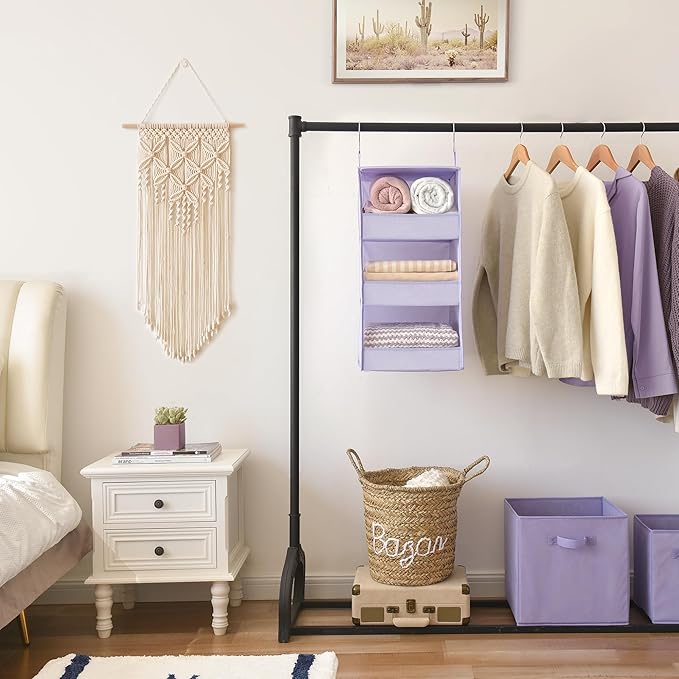GRANNY SAYS 3 Shelf Hanging Closet Organizers and Storage, Collapsible Closet Storage Organizer with 2 Metal Hooks, Leak-Proo