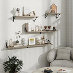 Floating Shelves, 8 Inch Deep Rustic Wood Wall Storage, 16W x 8D Wall Shelves Set of 2, Heavy Duty Metal Brackets, Industrial