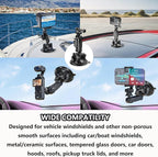 Camera Suction Cup Mount with Ball Head Magic Arm, Twist-Lock Composite Suction Cup Mount on Car Boat Windshield Window with 1/4"-20 Threaded for Action Camera/Camcorder/Phone Holder