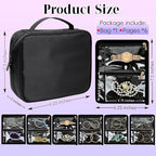 Travel Jewelry Organizer Case,Jewelry Bags for Traveling, Jewelry Binder with 24 Pcs Clear Zipper Velvet Pouches for Storing 