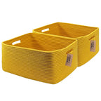 COMFY-HOMI 2 pcs Large Storage Baskets for Shelves, Laundry Basket, Woven Rope Basket, Closet Organizer Bins for Clothes Blan