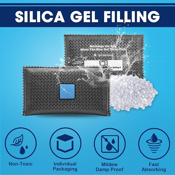 Timgle 20 Pcs 200g Rechargeable Desiccant Packs for Storage Silica Gel Packets Dry Moisture Absorbers Bags Reusable