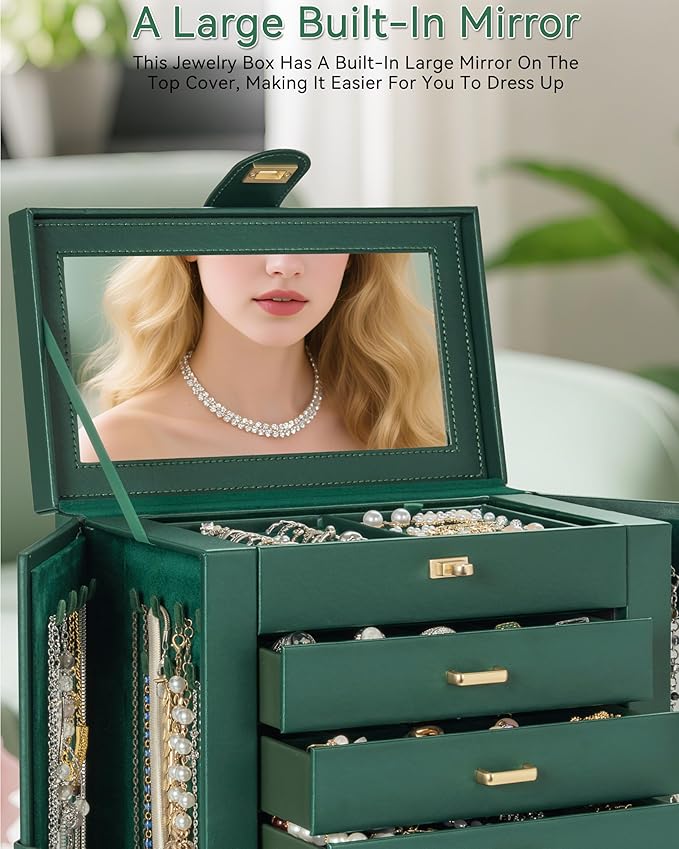 AKOZLIN 360° Rotating Jewelry Box 6-Tier Organizer Functional Jewelry Storage Case for Women Girls Ring Necklace Earring Brac