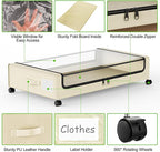 Under Bed Storage with Wheels, 4-Pack UnderBed Storage Containers with Clear Lids, Under Bed Shoe Storage Organizer, Rolling 