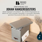 Bigso Box of Sweden File Organiser Storage with Stylish Leather Handle - Scandinavian Look Organiser Box Including 8 Hanging 