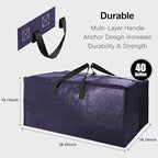 6 Pack Heavy Duty Extra Large Moving Bags W/Backpack Straps - Strong Handles & Zippers, Storage Totes For Space Saving, Fold 