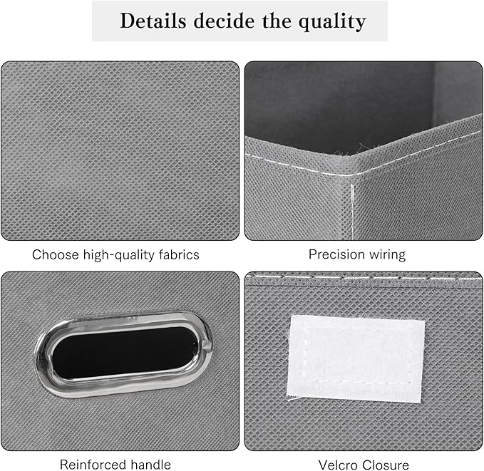 Linen Fabric Foldable Collapsible Storage Cube Bin Organizer Basket with Lid, Leather Handles, Removable Divider for Home, Cl