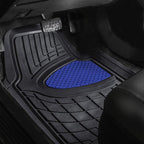 FH Group Premium Liners Tall Channel Trimmable All Weather Rubber Full Set Car Floor Mats (Blue) w. Trimmable All-Season Cargo Liner (Black) - Universal Fit for Cars Trucks and SUVs