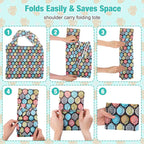 Eccliy 24 Pieces Reusable Grocery Bags Polyester Shopping Bags for Groceries Multi Colors Reusable Foldable Shopping Tote (Geometric Rules)