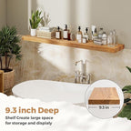 RICHFOCUS Elm Floating Shelves for Wall - 48" W x 9.3" D Rustic Solid Wood Shelves with Invisible Bracket, Wall-Mounted for L