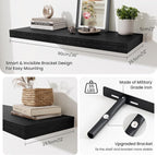 Fun Memories 12" Deep Floating Shelves for Wall, 36" W x 12" D Floating Shelves, Long Wood Floating Wall Shelf for Living Roo