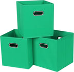 Black Fabric Cubby Storage Bins,13x13x13 Inches,Cube Organizer Bin Foldable Storage Boxes with Dual Handles Fabric Organizer 