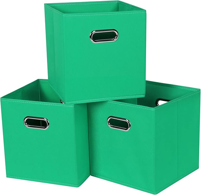 Black Fabric Cubby Storage Bins,13x13x13 Inches,Cube Organizer Bin Foldable Storage Boxes with Dual Handles Fabric Organizer 
