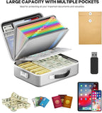 Fireproof Document Box, Hard Case Highly Flame-Resistant Fire Proof Waterproof File Organizer with Lock, Portable Fire Safe f