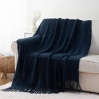 BATTILO HOME Navy Throw Blanket for Couch, Decorative Navy Blue Throw Blanket for Sofa Bed Room Decor, 50"x60"