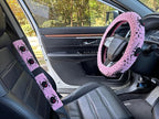 Crochet Spider Steering Wheel Cover Universal 14-15 inch (B,Wheel Cover+2 Belt Cover)