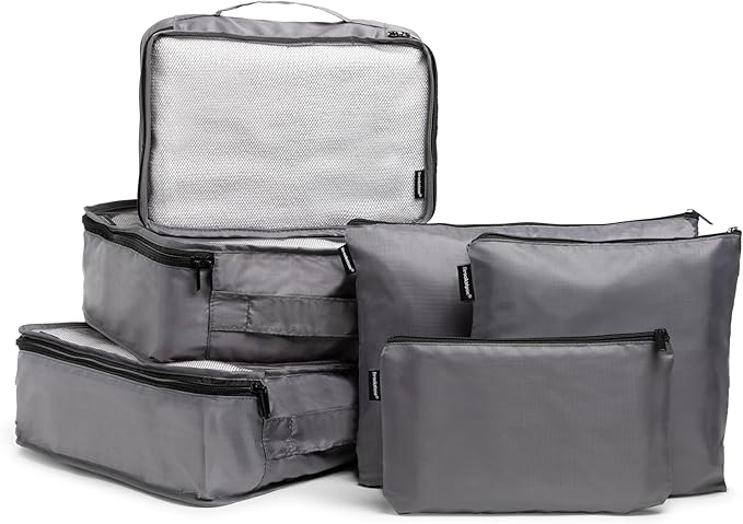 Brookstone Packing Cubes - 6 Piece Compression Packing Cubes for Travel Essentials - Luggage Sets Cube Storage Organizer Bags