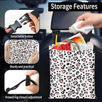 Car Trash Bag Large Hanging Can for Back of Seat, Cute Waterproof Car Garbage Bag for Vehicle, Travelling, Outdoor Pink Leopard Heart